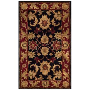 safavieh classic collection accent rug - 2' x 3', black & burgundy, handmade traditional oriental wool, ideal for high traffic areas in entryway, living room, bedroom (cl244c)