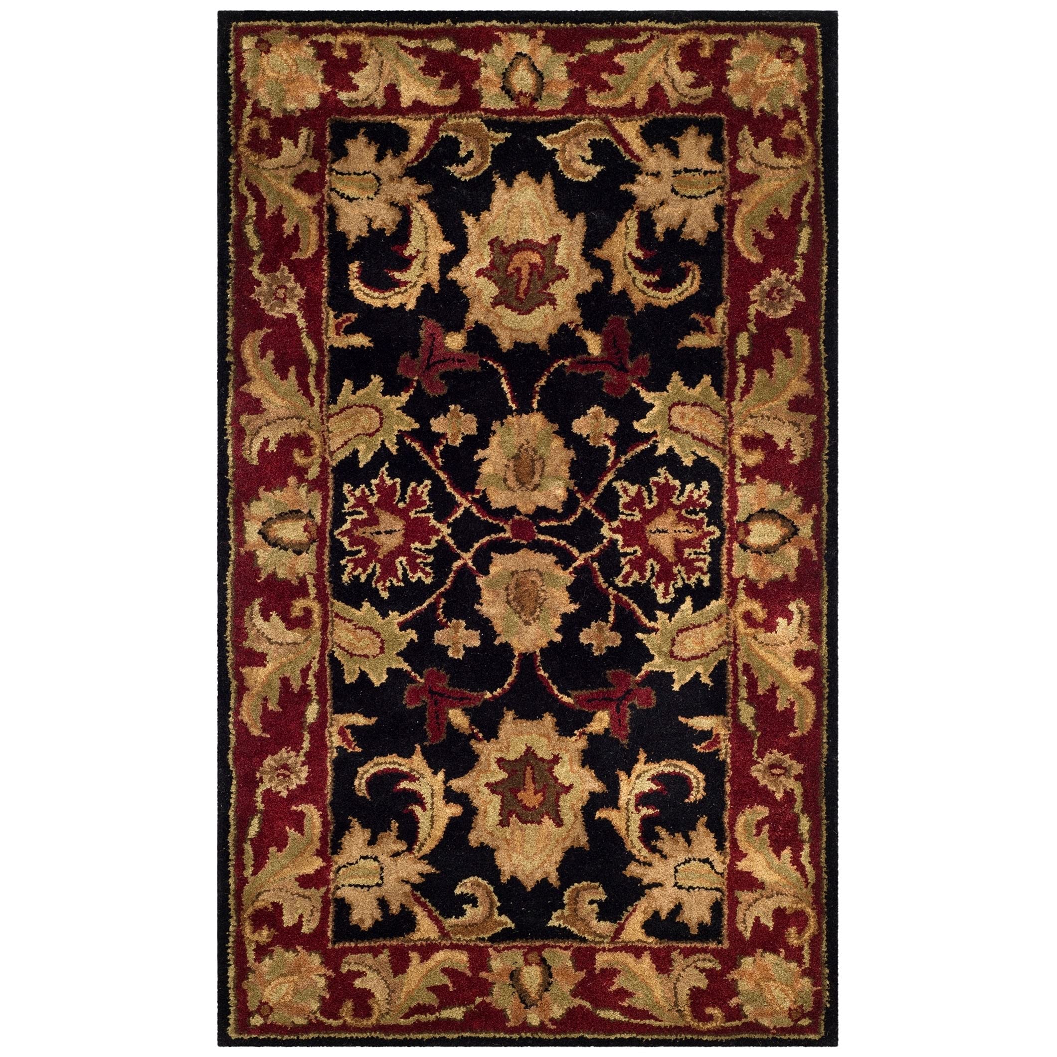 SAFAVIEH Classic Collection Accent Rug - 2' x 3', Black & Burgundy, Handmade Traditional Oriental Wool, Ideal for High Traffic Areas in Entryway, Living Room, Bedroom (CL244C)