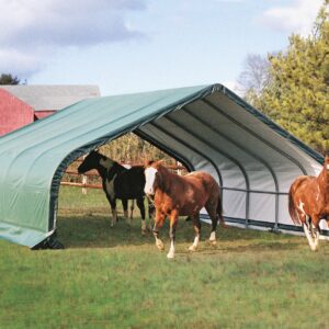 ShelterLogic Peak Style Run-in Shelter, Green, 22 x 24 x 12 ft.