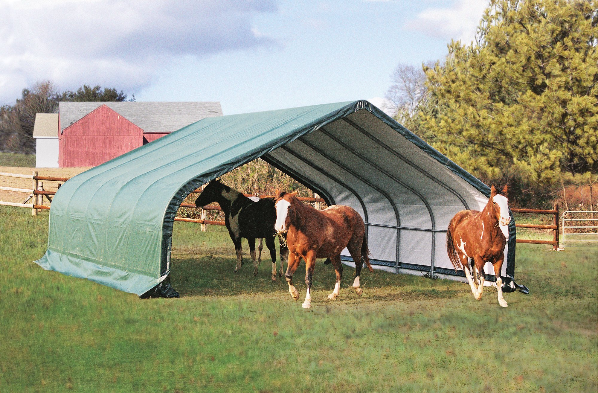 ShelterLogic Peak Style Run-in Shelter, Green, 22 x 24 x 12 ft.