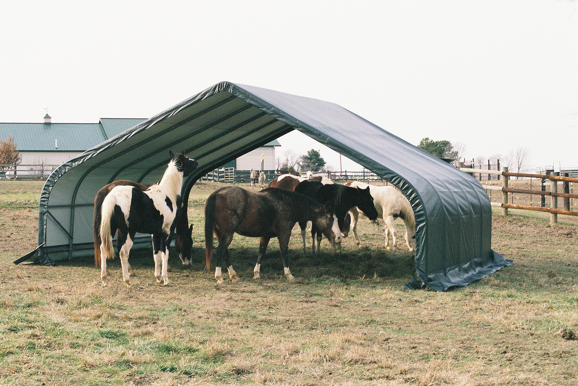 ShelterLogic Peak Style Run-in Shelter, Green, 22 x 24 x 12 ft.