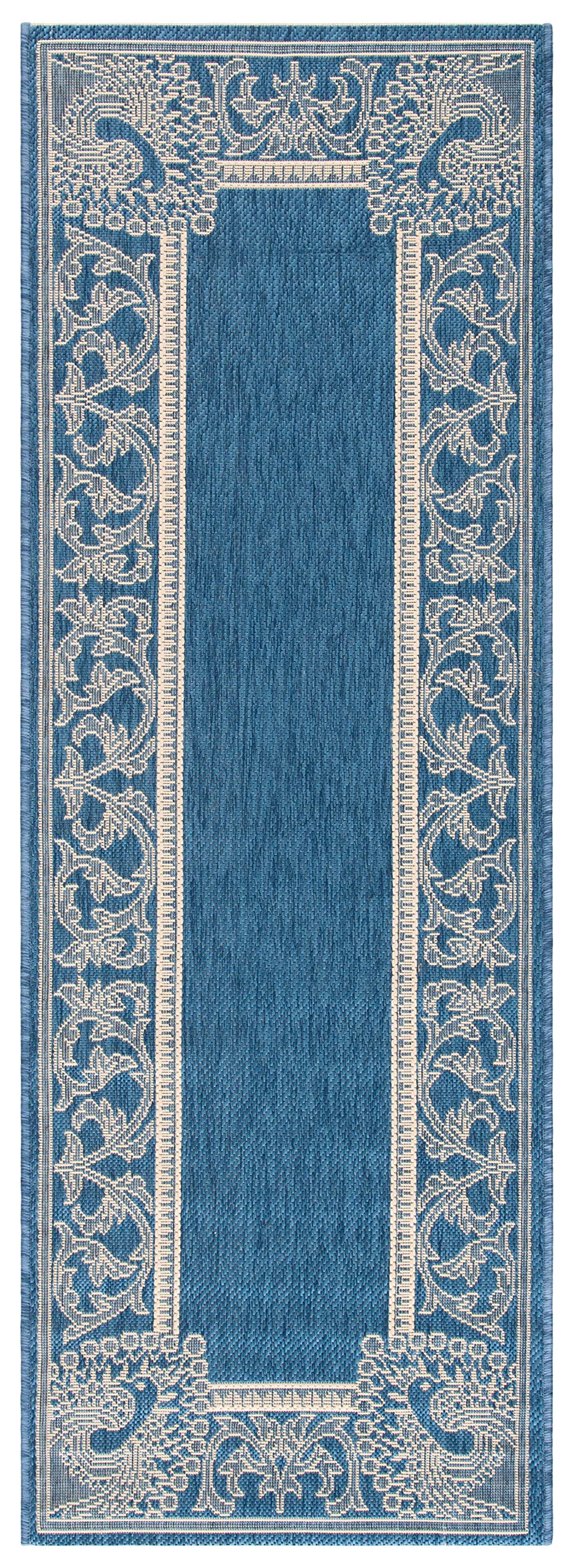 SAFAVIEH Courtyard Collection Runner Rug - 2'3" x 6'7", Blue & Natural, Non-Shedding & Easy Care, Indoor/Outdoor & Washable-Ideal for Patio, Backyard, Mudroom (CY2965-3103)