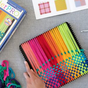 Friendly Loom 10" PRO Size Black Potholder Metal Loom Kit with Bright Rainbow Color Cotton Loops to Make 2 Potholders, Weaving Crafts for Kids & Adults MADE IN THE USA by Harrisville Designs