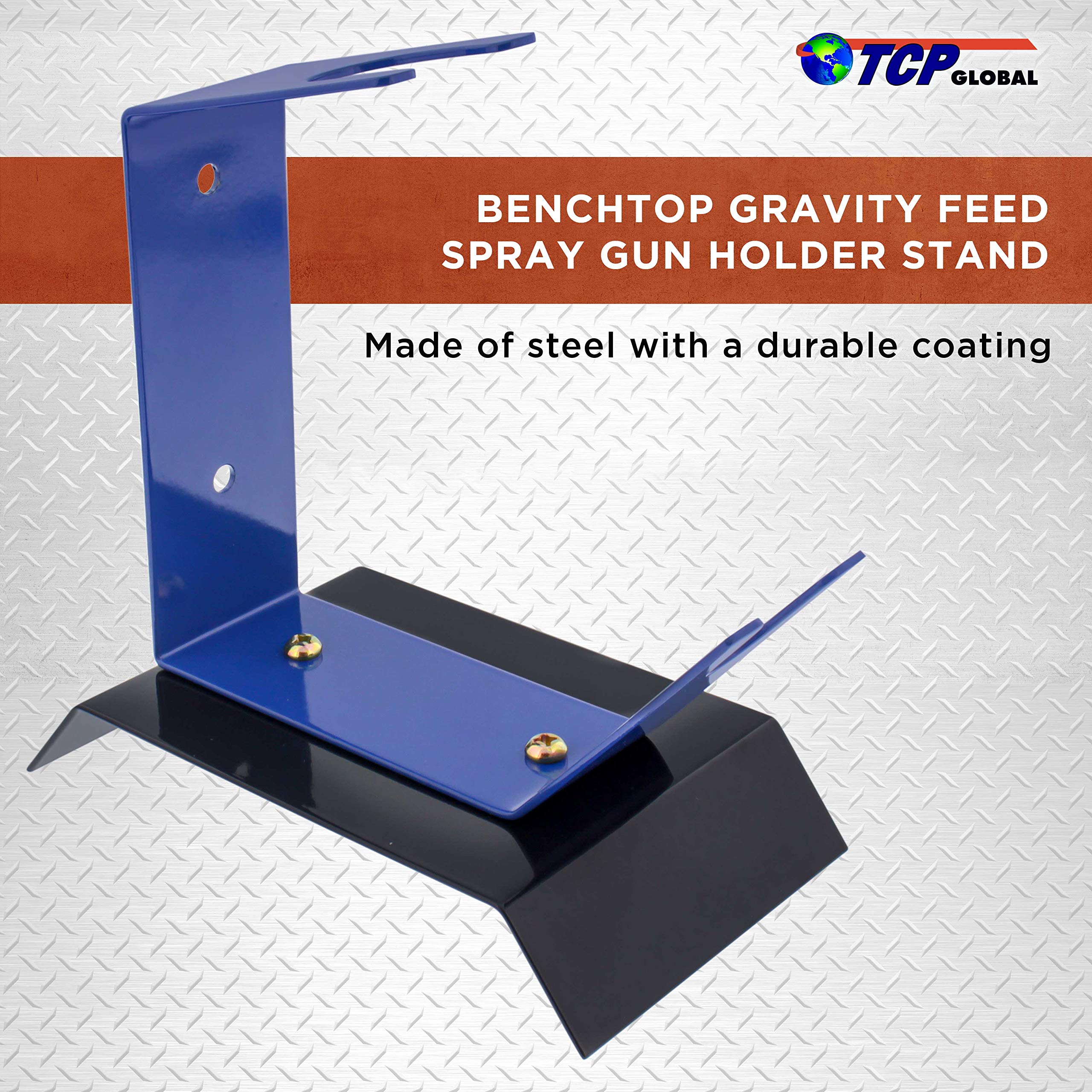 TCP Global Brand Benchtop Gravity Feed Spray Gun Holder Stand, Holds Auto Paint HVLP Guns, Table or Bench Top