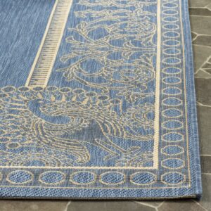 SAFAVIEH Courtyard Collection Runner Rug - 2'3" x 6'7", Blue & Natural, Non-Shedding & Easy Care, Indoor/Outdoor & Washable-Ideal for Patio, Backyard, Mudroom (CY2965-3103)