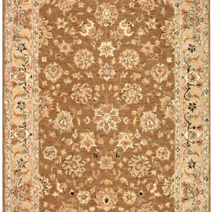 SAFAVIEH Chelsea Collection Accent Rug - 3'9" x 5'9", Brown & Ivory, Hand-Hooked French Country Wool, Ideal for High Traffic Areas in Entryway, Living Room, Bedroom (HK505B)