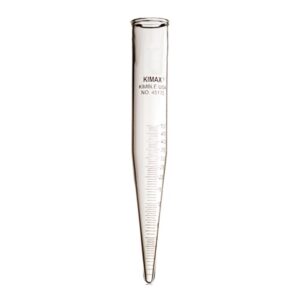 kimble 45170-125 glass conical bottom 12.5ml api centrifuge tube with long taper, graduated, calibrated 'to contain', clear, case of 12