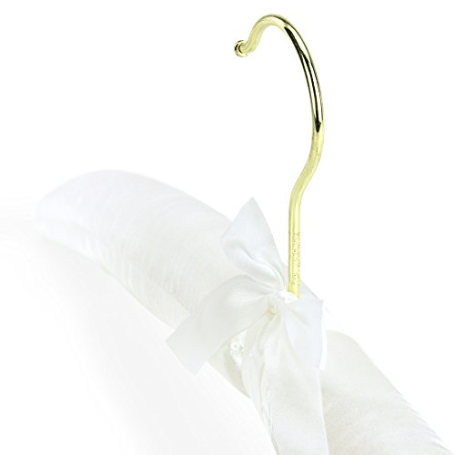 HANGERWORLD 4 Ivory 17inch Classic Satin Padded Hangers for Wedding Dress Non-Slip with Gilt Hook