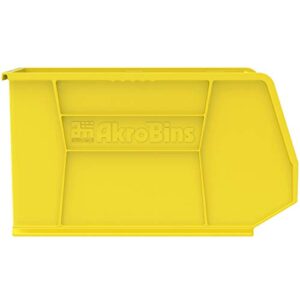 Akro-Mils 30265 AkroBins Plastic Storage Bins, Space-Saving Stackable Bins, Garage Organization Bins, Closet, Classroom Organization, Craft Storage, 18-Inch x 8.25-Inch x 9-Inch, Yellow, 6-Pack