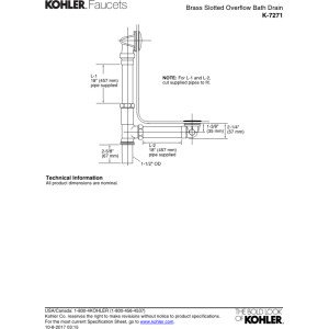 Kohler K-7271-PB 1-1/2" Slotted Overflow Bathtub Drain Brass