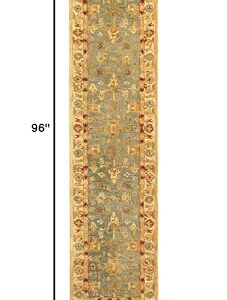 SAFAVIEH Anatolia Collection Runner Rug - 2'3" x 8', Blue & Ivory, Handmade Traditional Oriental Wool, Ideal for High Traffic Areas in Living Room, Bedroom (AN547A)