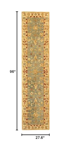 SAFAVIEH Anatolia Collection Runner Rug - 2'3" x 8', Blue & Ivory, Handmade Traditional Oriental Wool, Ideal for High Traffic Areas in Living Room, Bedroom (AN547A)