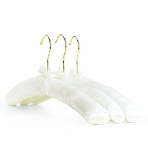 HANGERWORLD 4 Ivory 17inch Classic Satin Padded Hangers for Wedding Dress Non-Slip with Gilt Hook