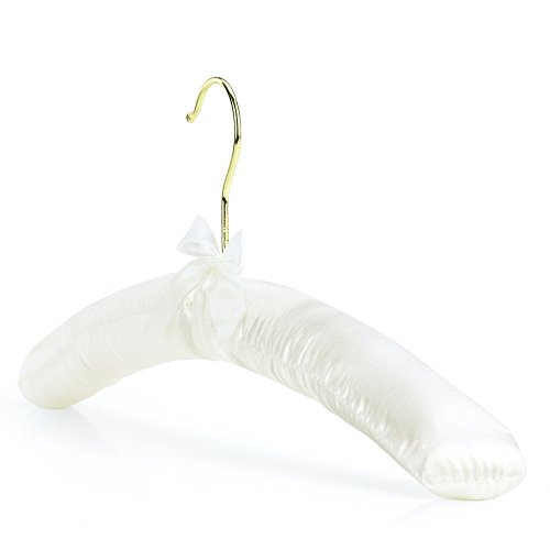 HANGERWORLD 4 Ivory 17inch Classic Satin Padded Hangers for Wedding Dress Non-Slip with Gilt Hook