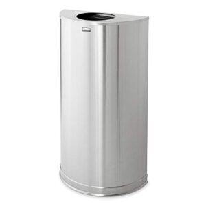 Rubbermaid Commercial Products Half Rounds Steel Trash Can, Open Top, 12 GAL, Stainless Steel, Indoor for Hotel Lobbies/Washrooms/Front of House Hospitality Areas