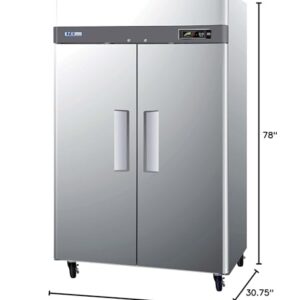 Turbo Air M3R47-2-N M3 Series commercial kitchen upright solid 2 door refrigerator, self cleaning, LED lighting, rapid cool-down 42.3 cu. ft.