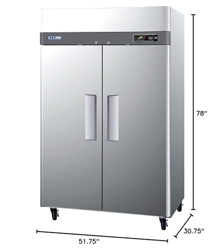 Turbo Air M3R47-2-N M3 Series commercial kitchen upright solid 2 door refrigerator, self cleaning, LED lighting, rapid cool-down 42.3 cu. ft.