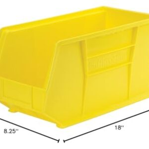 Akro-Mils 30265 AkroBins Plastic Storage Bins, Space-Saving Stackable Bins, Garage Organization Bins, Closet, Classroom Organization, Craft Storage, 18-Inch x 8.25-Inch x 9-Inch, Yellow, 6-Pack