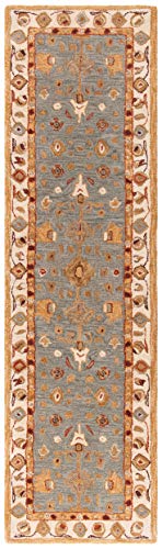 SAFAVIEH Anatolia Collection Runner Rug - 2'3" x 8', Blue & Ivory, Handmade Traditional Oriental Wool, Ideal for High Traffic Areas in Living Room, Bedroom (AN547A)