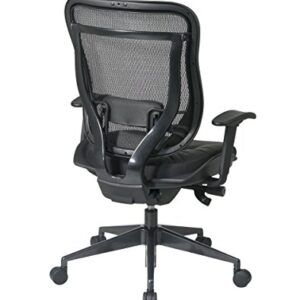 SPACE Seating Breathable Mesh High Back and Padded Black Leather Seat, Ultra 2-to-1 Synchro Tilt Control, Seat Slider and Gunmetal Finish Executive Chair