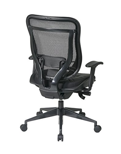 SPACE Seating Breathable Mesh High Back and Padded Black Leather Seat, Ultra 2-to-1 Synchro Tilt Control, Seat Slider and Gunmetal Finish Executive Chair