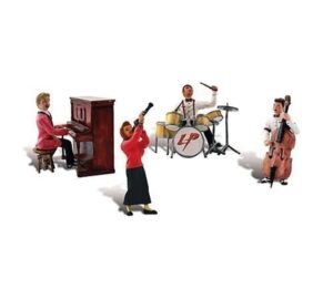 woodland scenics scenic accents music to my ears 1950's era band (4 figs. w/instruments) ho scale