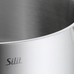 Silit Pot Ø 20 cm Approx. 2.5L Achat Pouring Rim Glass Lid Stainless Steel Polished Suitable for Induction Hobs Dishwasher-Safe