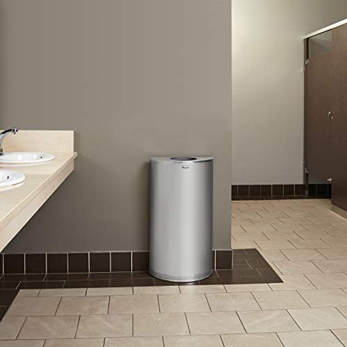 Rubbermaid Commercial Products Half Rounds Steel Trash Can, Open Top, 12 GAL, Stainless Steel, Indoor for Hotel Lobbies/Washrooms/Front of House Hospitality Areas