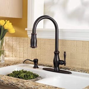 Pfister GT529-TMY Hanover 1-Handle Pull-Down Kitchen Faucet with Soap Dispenser, Tuscan Bronze