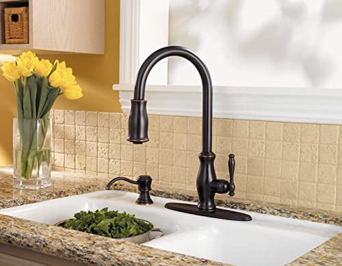 Pfister GT529-TMY Hanover 1-Handle Pull-Down Kitchen Faucet with Soap Dispenser, Tuscan Bronze