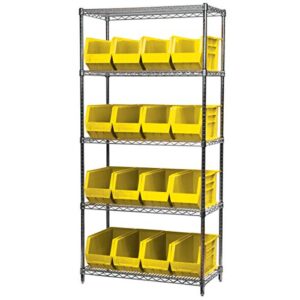 Akro-Mils 30265 AkroBins Plastic Storage Bins, Space-Saving Stackable Bins, Garage Organization Bins, Closet, Classroom Organization, Craft Storage, 18-Inch x 8.25-Inch x 9-Inch, Yellow, 6-Pack