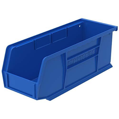 Akro-Mils 30224 AkroBins Plastic Storage Bins, Space-Saving Stackable Bins, Garage Organization Bins, Pantry Organization, Craft Storage, 11-Inch x 4-Inch x 4-Inch, Blue, 12-Pack