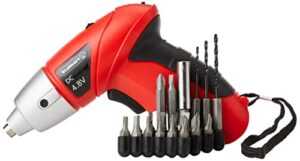 25-piece electric screwdriver set - cordless drill with led work light, automatic spindle lock, and screw driver bits by stalwart (red)