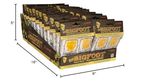 JT Eaton Little BIGFOOT® Mouse Size Wooden Snap Trap with Expanded Trigger, Retail Pack