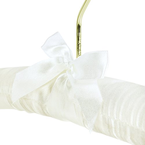 HANGERWORLD 4 Ivory 17inch Classic Satin Padded Hangers for Wedding Dress Non-Slip with Gilt Hook