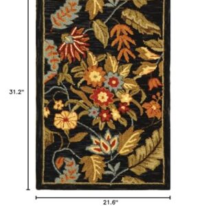 SAFAVIEH Chelsea Collection Accent Rug - 1'8" x 2'6", Black, Hand-Hooked French Country Wool, Ideal for High Traffic Areas in Entryway, Living Room, Bedroom (HK141B)