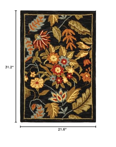 SAFAVIEH Chelsea Collection Accent Rug - 1'8" x 2'6", Black, Hand-Hooked French Country Wool, Ideal for High Traffic Areas in Entryway, Living Room, Bedroom (HK141B)