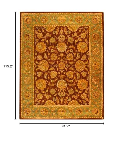 SAFAVIEH Heritage Collection 7'6" x 9'6" Brown / Blue HG343J Handmade Traditional Oriental Premium Wool Area Rug