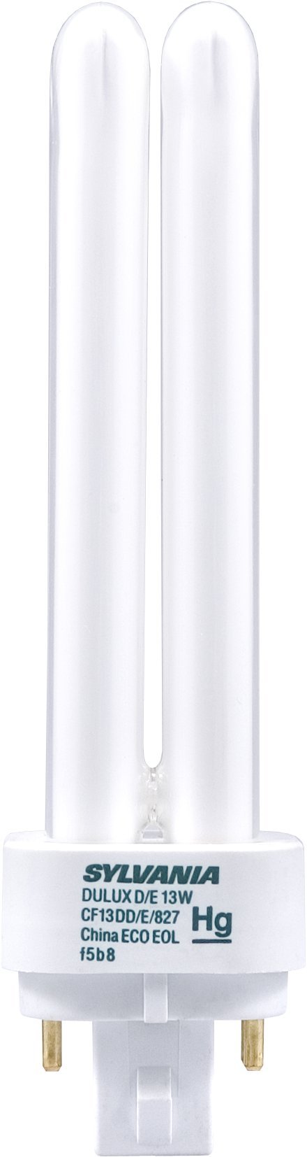 SYLVANIA Ecologic DULUX Double Compact Fluorescent Lamp with 4-Pin Base, 13W, 2700K, 82 CRI, For Electronic and Dimming Ballasts, Frosted, White (20682)