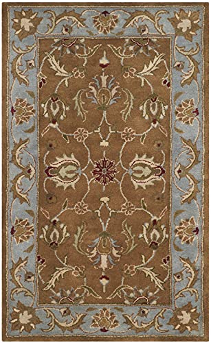 SAFAVIEH Heritage Collection Accent Rug - 2'3" x 4', Brown & Blue, Handmade Traditional Oriental Wool, Ideal for High Traffic Areas in Entryway, Living Room, Bedroom (HG812A)