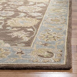 SAFAVIEH Heritage Collection 7'6" x 9'6" Brown / Blue HG343J Handmade Traditional Oriental Premium Wool Area Rug