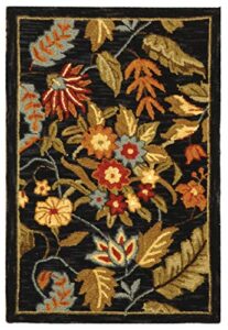 safavieh chelsea collection accent rug - 1'8" x 2'6", black, hand-hooked french country wool, ideal for high traffic areas in entryway, living room, bedroom (hk141b)