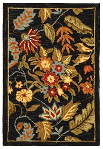 SAFAVIEH Chelsea Collection Accent Rug - 1'8" x 2'6", Black, Hand-Hooked French Country Wool, Ideal for High Traffic Areas in Entryway, Living Room, Bedroom (HK141B)