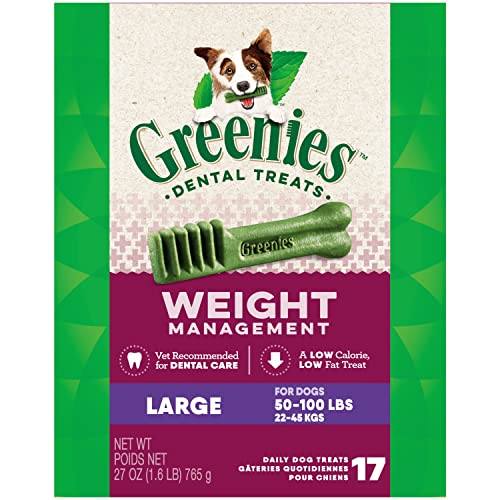 Greenies Weight Management Large Natural Dog Dental Care Chews Weight Control Dog Treats, 27 oz. Pack (17 Treats)