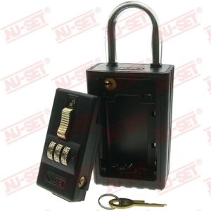 NU-SET Lock | 3 Digit 26-Alpha Combination Lock Box | Keyed Shackle Key Storage Lock Box | Home Improvement & Door Hardware (Black)