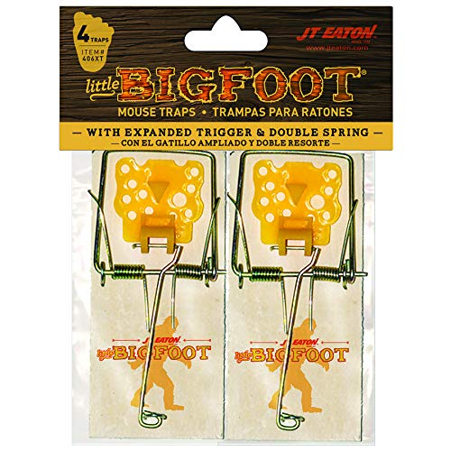 JT Eaton Little BIGFOOT® Mouse Size Wooden Snap Trap with Expanded Trigger, Retail Pack