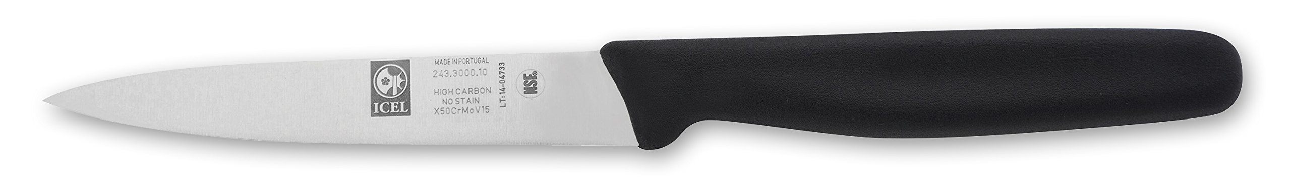 ICEL 4 Inch Paring Knife, Straight Edge, High Carbon German Stainless Steel razor Sharp Blade, Black Handle