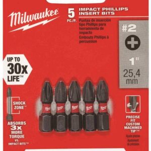 Milwaukee 48-32-4601 Shockwave Insert Bit Phillips #2, 5-Pack