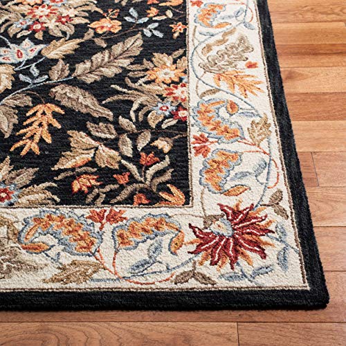 SAFAVIEH Chelsea Collection Accent Rug - 1'8" x 2'6", Black, Hand-Hooked French Country Wool, Ideal for High Traffic Areas in Entryway, Living Room, Bedroom (HK141B)