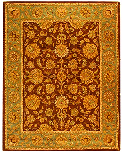 SAFAVIEH Heritage Collection 7'6" x 9'6" Brown / Blue HG343J Handmade Traditional Oriental Premium Wool Area Rug